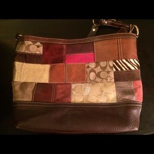 Vintage Authentic Coach Holiday Patchwork Shoulder
